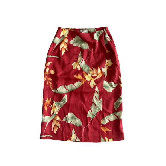 TOMMY BAHAMA 100% Silk Floral Hawaiian Print Wrap Skirt Size 2 - Picture 7 of 8